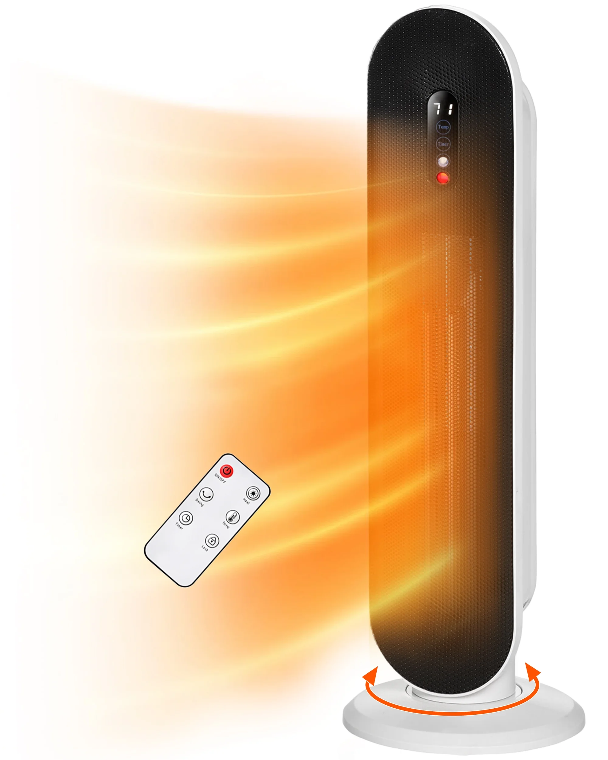 HONGGE Space Heaters for Inside, Portable Electric Heater for Home with Thermostat, 1-12H Timer, Safety Protection, White