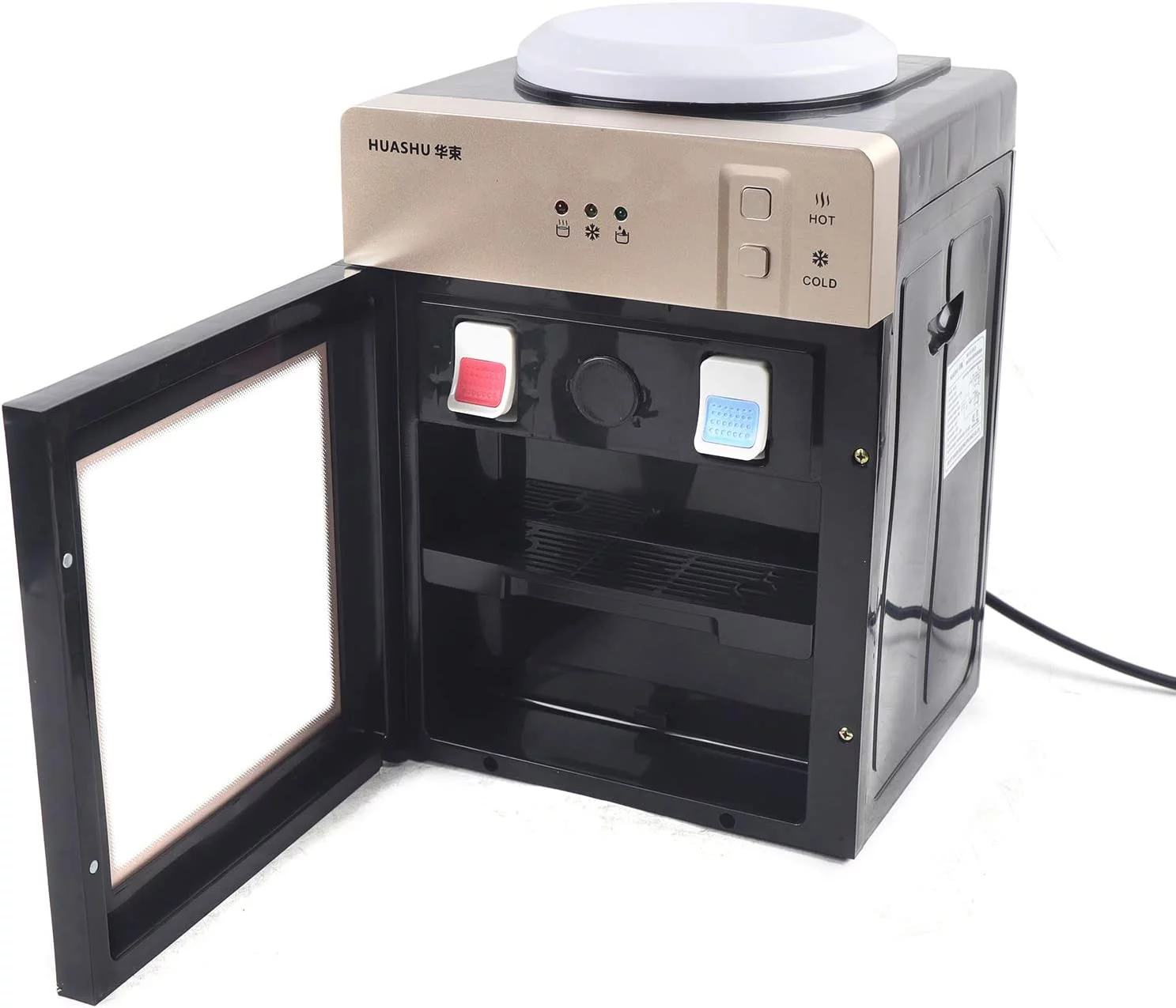 Miumaeov Countertop Hot and Cold Water Dispenser, Mini Refrigerated Desktop Water Dispenser, Hot and Cold Water, Home Office Coffee and Tea Bar 110V (Champagne Gold)