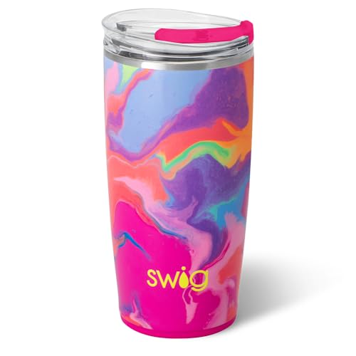 Swig Life 32oz Insulated Tumbler, Travel Coffee Tumbler with Lid, Cup Holder Friendly, Stainless Steel Travel Coffee Mug, Glitter Tumbler, Glitter Gifts (Confetti)