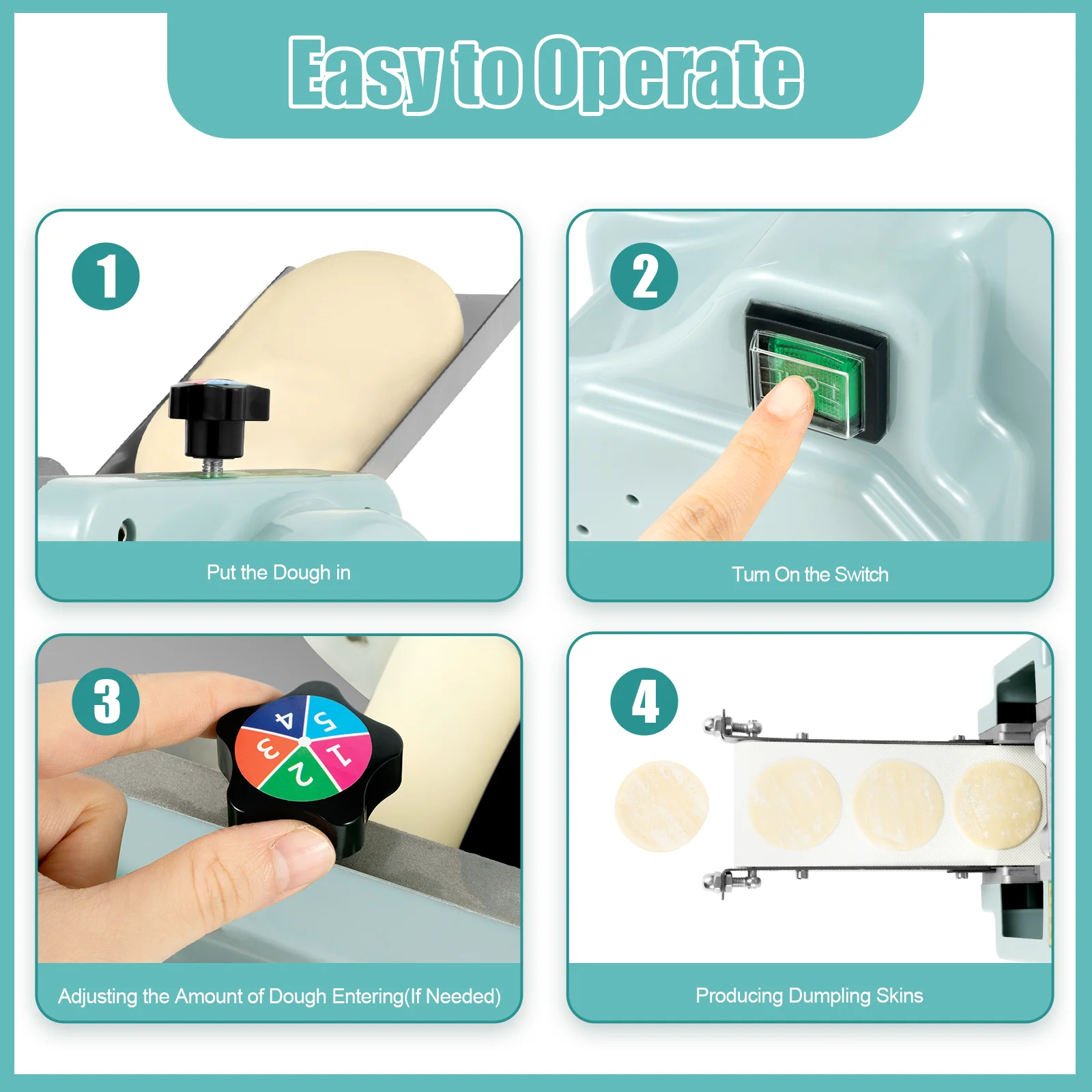 MIDUO Commercial Electric Dough Processing Maker Dumpling Skin Machine 3.15” Mold 110V