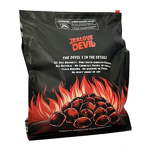 Jealous Devil XL All Natural Hardwood Charcoal Grilling Pillow Briquets, 10 Pound (4 Pack)