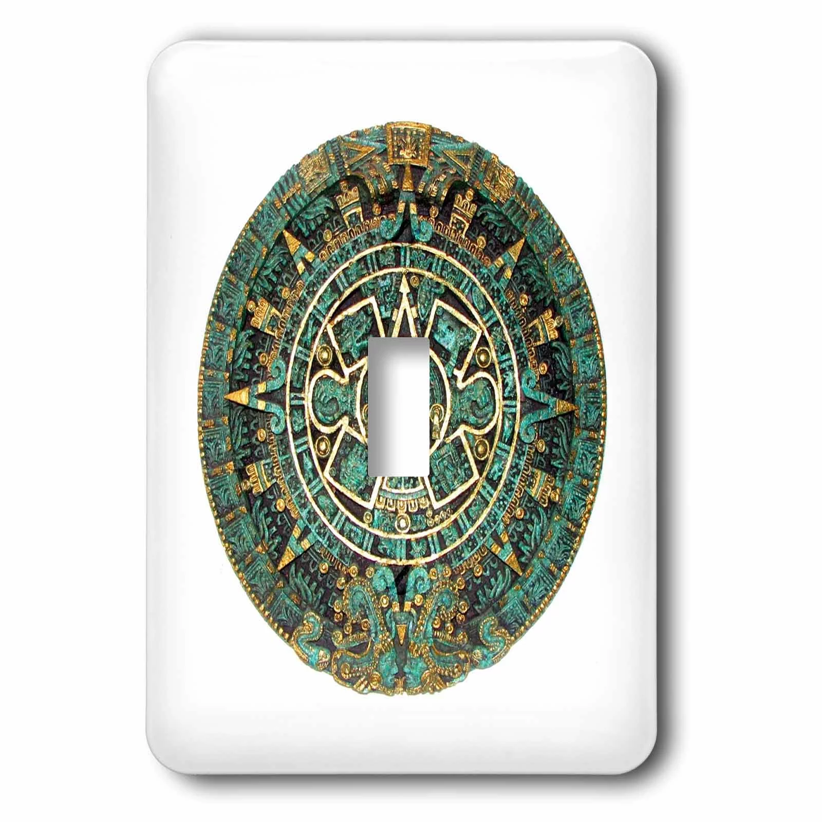 3dRose Image of Turquoise And Gold Aztec Calendar - Single Toggle Switch