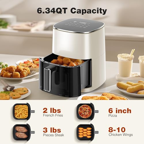 Sweetcrispy Air Fryer 6QT with Window, Square Airfryer Oven 12-in-1 for Family, 400°F Rapid Air Crispy Technology, Roast Bake Dehydrate, Nonstick & Easy-Clean Basket,Grey Black