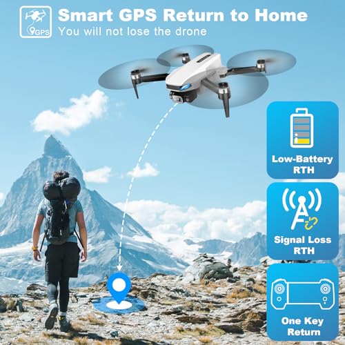 GPS Drone with Camera for Adults, 2K HD FPV Drones with Auto Return, Follow Me, Circle Fly, Waypoint Fly, Stable Hover, Brushless Motor, Foldable 5G Transmission Remote Control Quadcopter