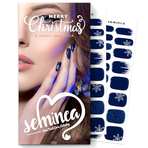 Semi Cured Gel Nail Strips-Easy Apply Christmas Gel Nail Stickers Holiday Semi Cured Manicure Strips with Sparkling Xmas Designs (Classic Yule)