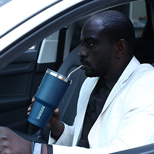 BJPKPK Insulated Tumbler 20 oz Stainless Steel Coffee Travel Thermal Cup With lids And Straws,Light Pink