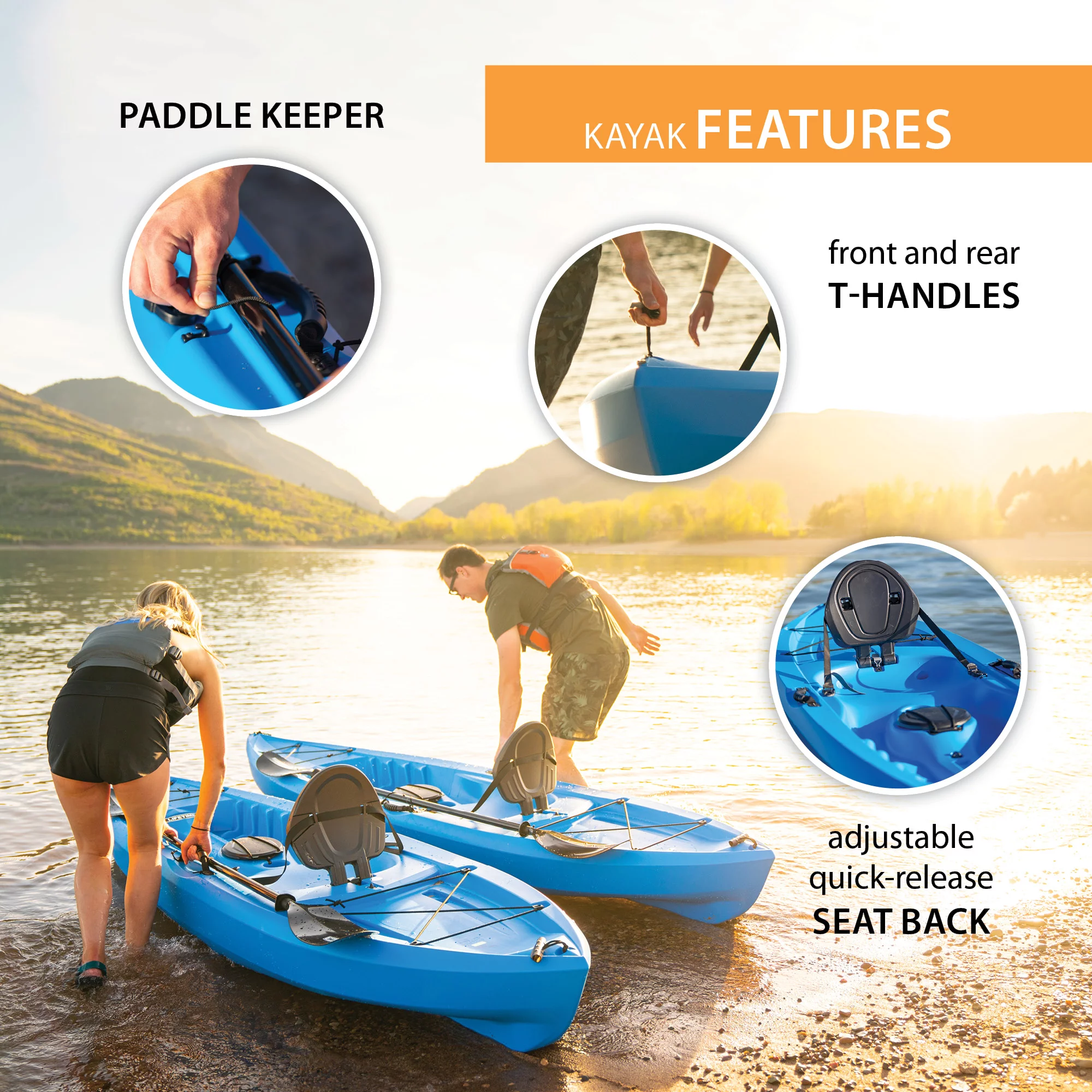 Lifetime Tamarack 100 Sit-On-Top Kayak (Paddle Included) - Dragonfly Blue - 91129