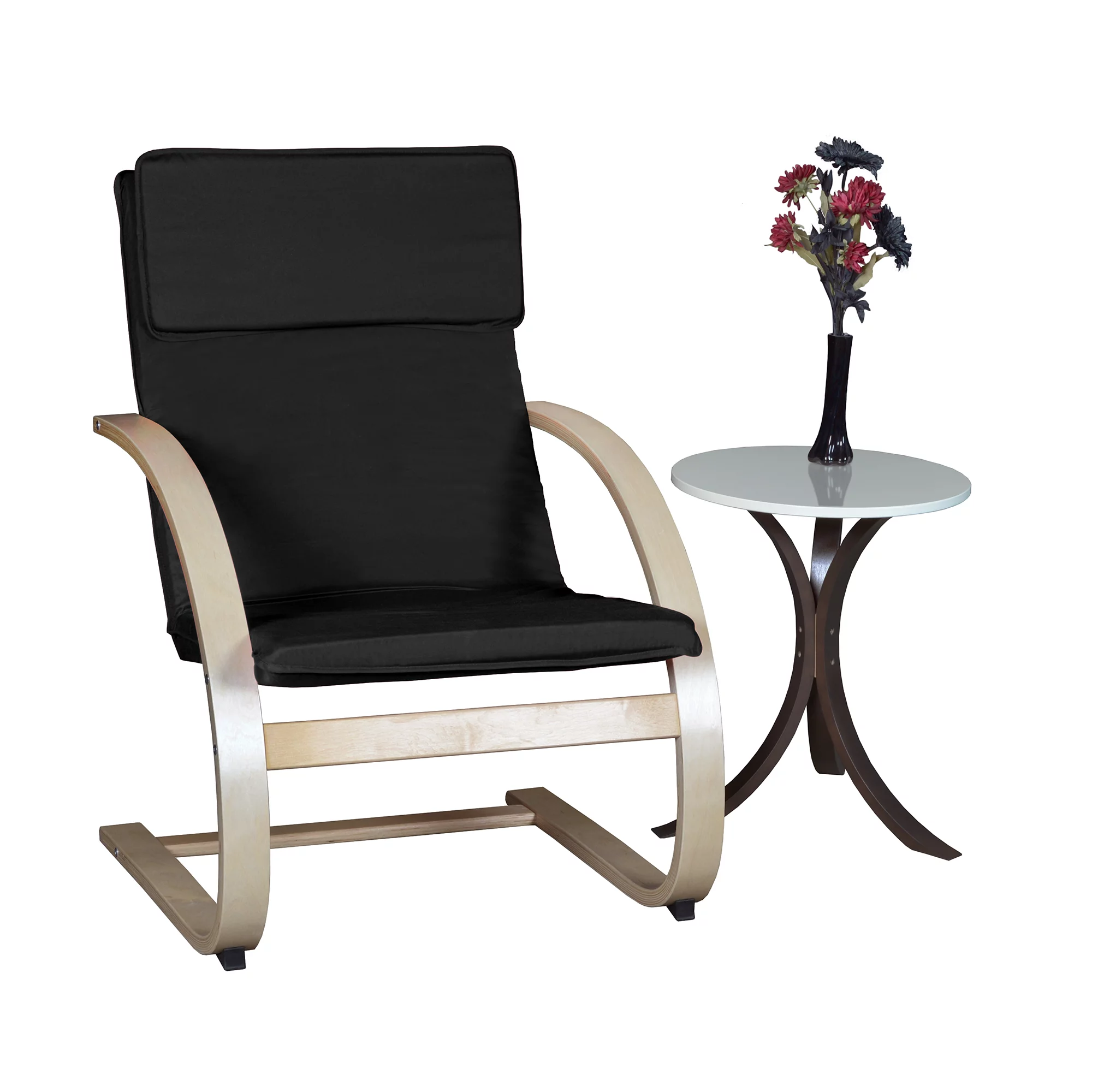 Niche Mia Bentwood Round Accent Side Table- Mocha Walnut Beige