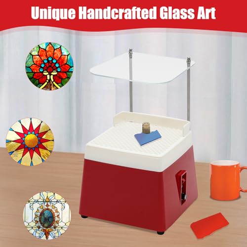 Portable Stained Glass Grinder with Shield, 4200RPM Mini Art Grinding Tool Glass Grinders with MCBL58 Grinding Wheel 110V 65W