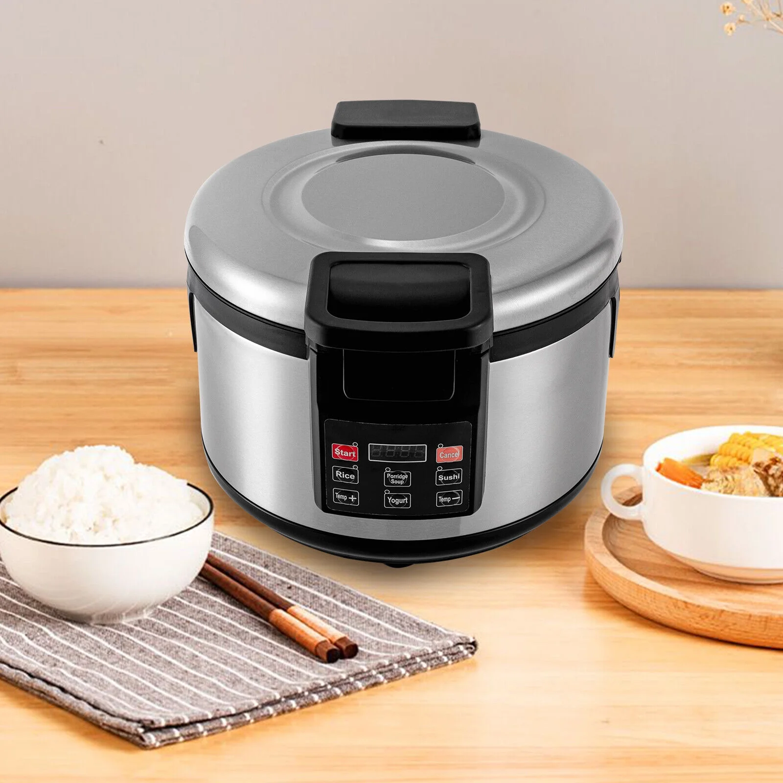 ZhdnBhnos 19L/20Qt Commercial Rice Cooker Stainless Steel Electric Rice Warmer with Non-Stick Inner Pot 360° Heating