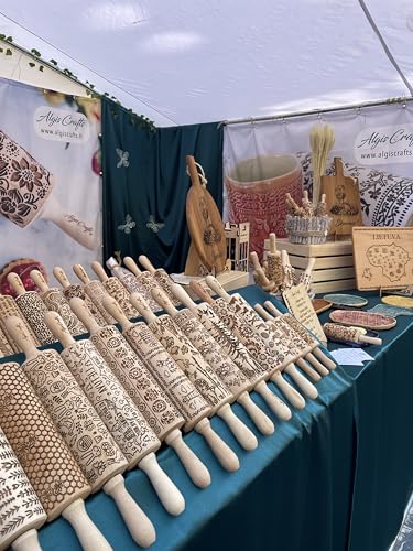 CHRISTMAS GIFTS EMBOSSING ROLLING PIN laser engraved with Christmas symbols CHRISTMAS GINGERBREAD COOKIES