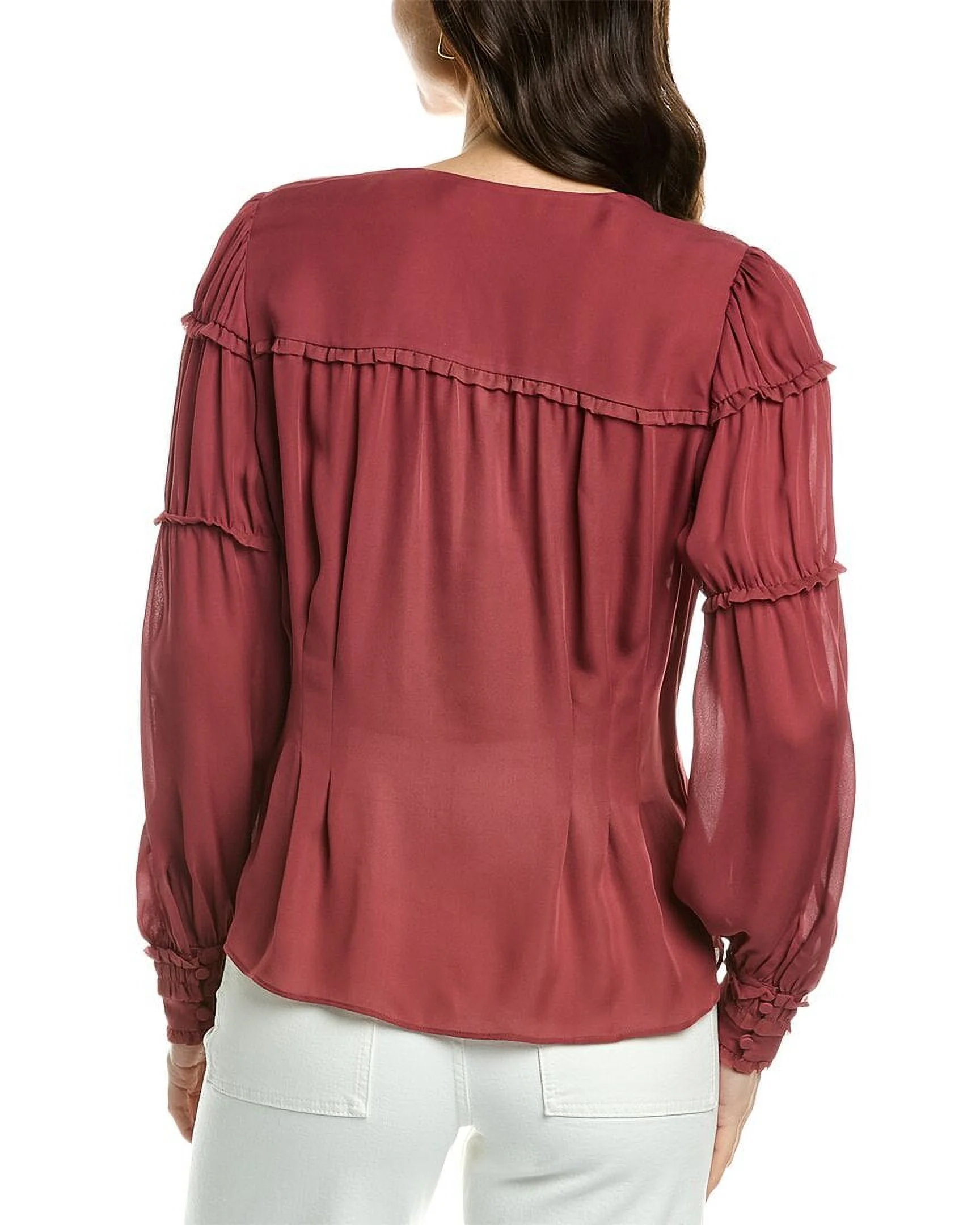 go by go silk womens Go> by GoSilk Belle Epoch Silk Blouse, XS, Red