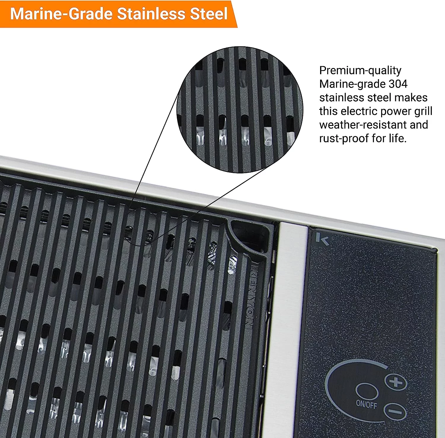 Kenyon B70060 120V No Lid Configuration Electric Grill, Stainless Steel