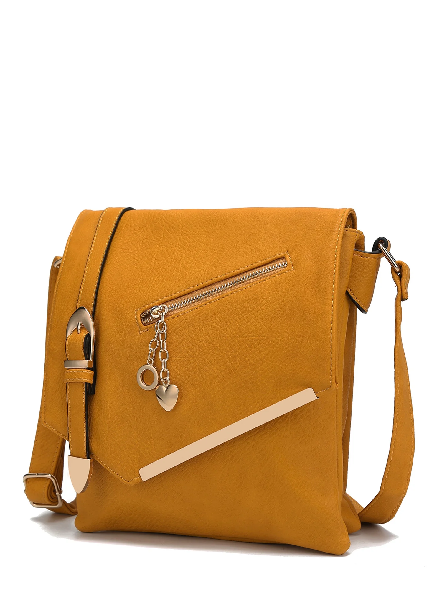 MKF Collection Women's Jasmine Vegan Leather Flap Top Crossbody Bag by Mia K., Mustard