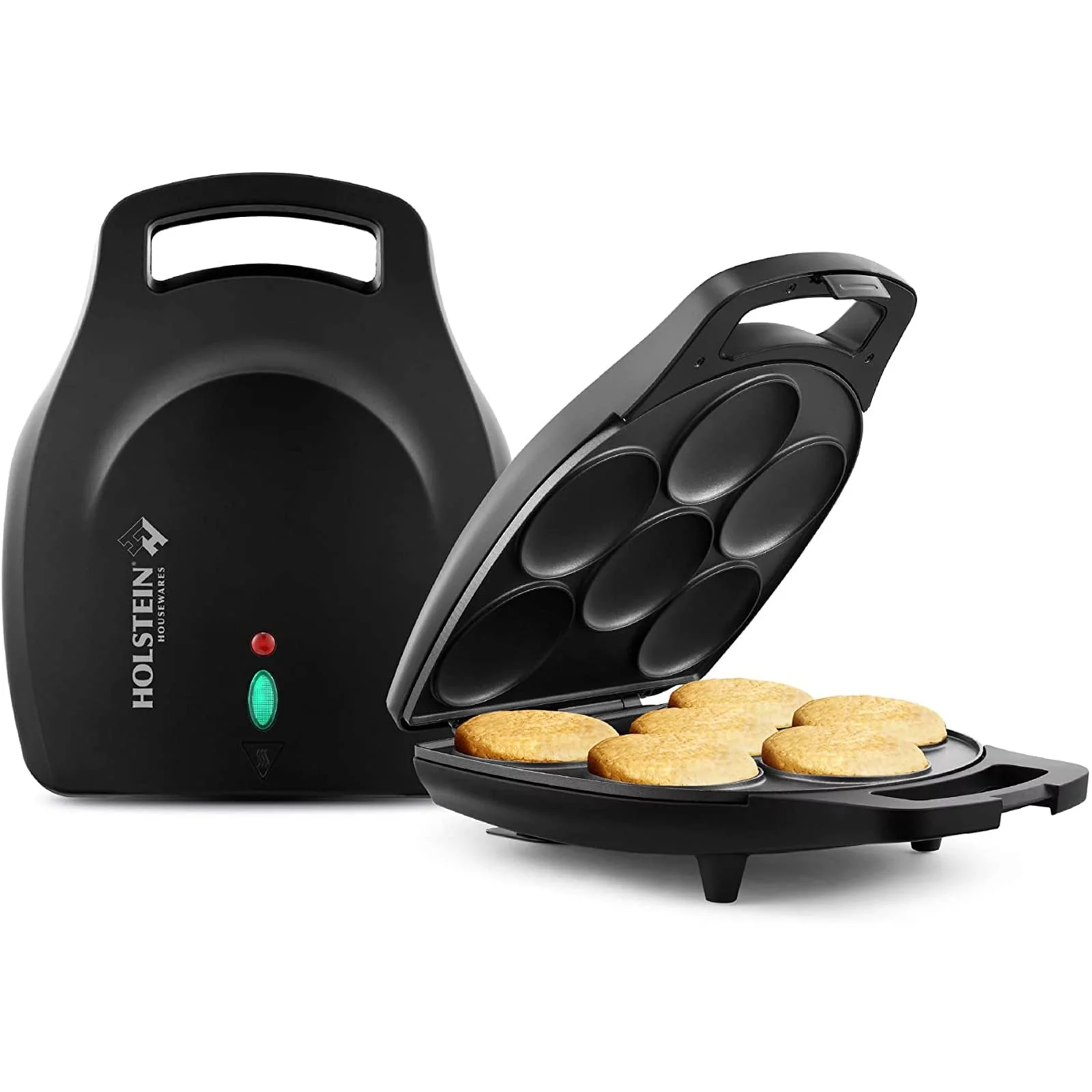 Holstein Housewares 6-Section Non-Stick Arepa Maker, Matte Black