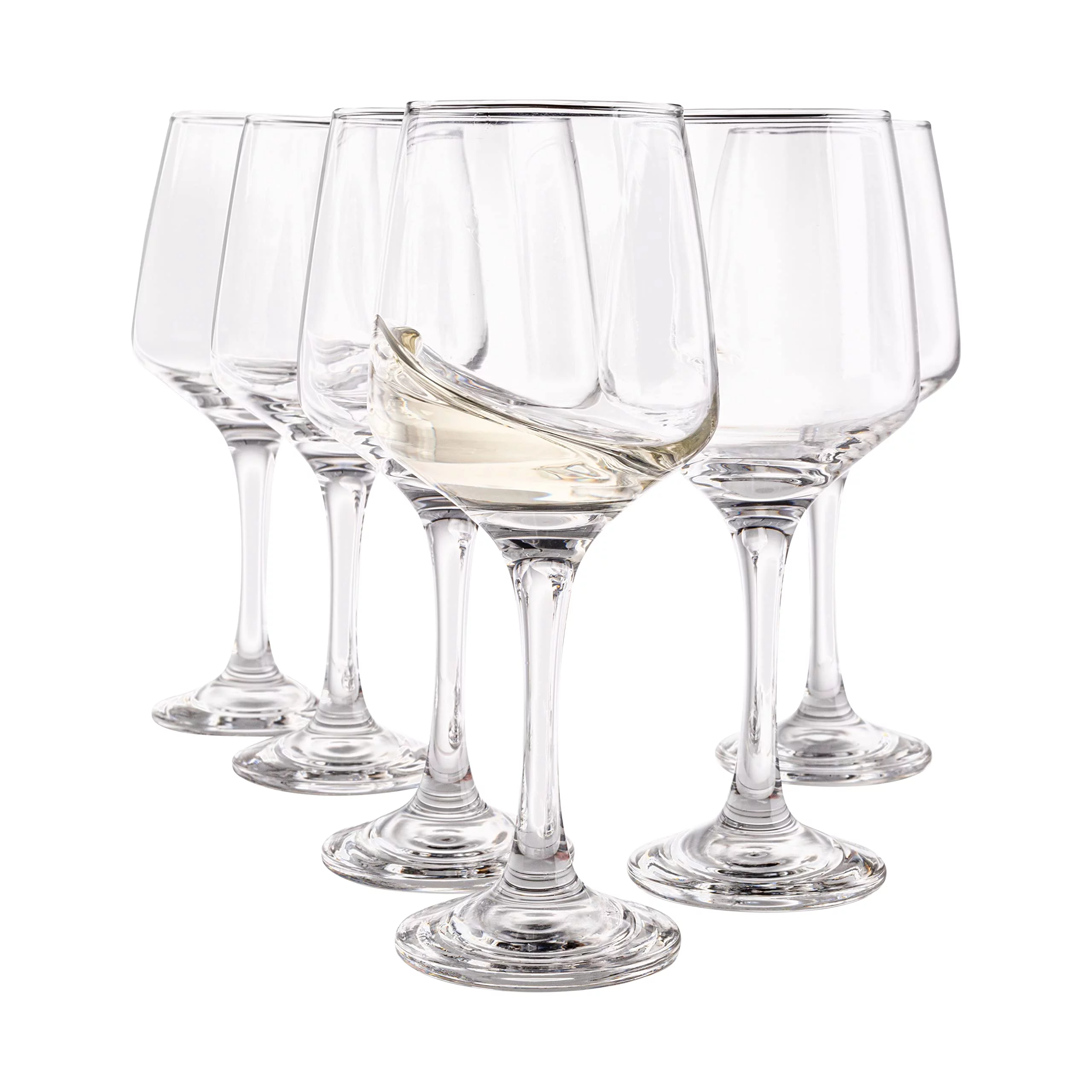 Vikko 9.5 Ounce Wine Glasses | Beautifully Shaped  Thick and Durable Construction  For Parties, Entertaining, and Everyday Use  Dishwasher Safe  Set of 6 Clear Glass Wine Glasses  2.4 Diameter x