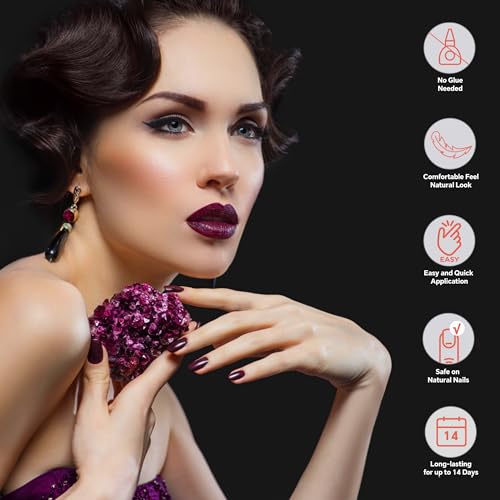 Semi Cured Gel Nail Strips-Easy Apply Christmas Gel Nail Stickers Holiday Semi Cured Manicure Strips with Sparkling Xmas Designs (Classic Yule)