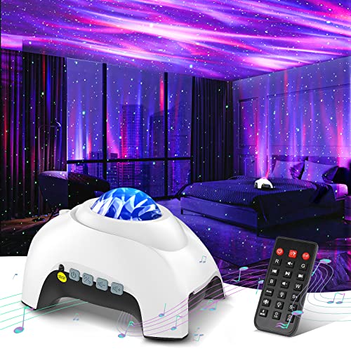 Northern Galaxy Light Aurora Projector with 33 Light Effects, LED Star Projector for Bedroom Nebula Lamp, Remote Control, White Noises, Bluetooth Speaker for Parties