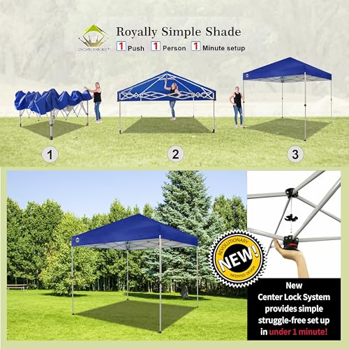 CROWN SHADES 10x10 Pop Up Canopy - Beach Tent with One Push Setup - Easy Outdoor Sun Shade for Events, Parties, Camping - Gazebo with STO-N-Go Cover Bag, Silver Coated Top, White