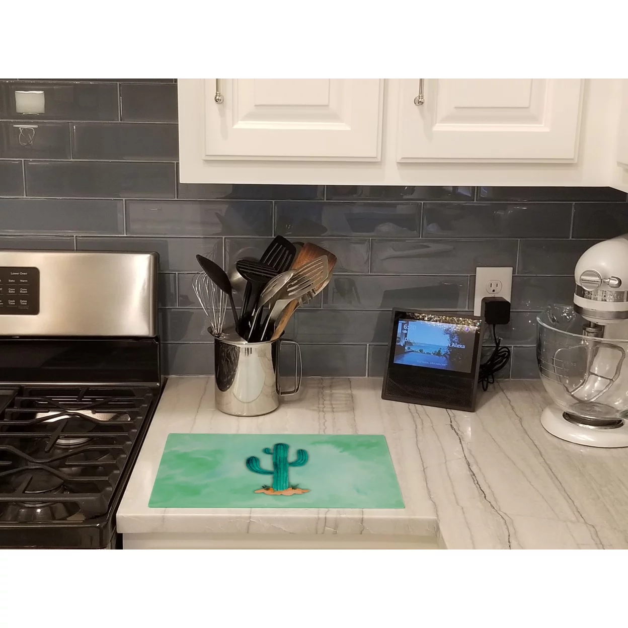 Caroline's Treasures Western Cactus Watercolor Glass Cutting Board Large