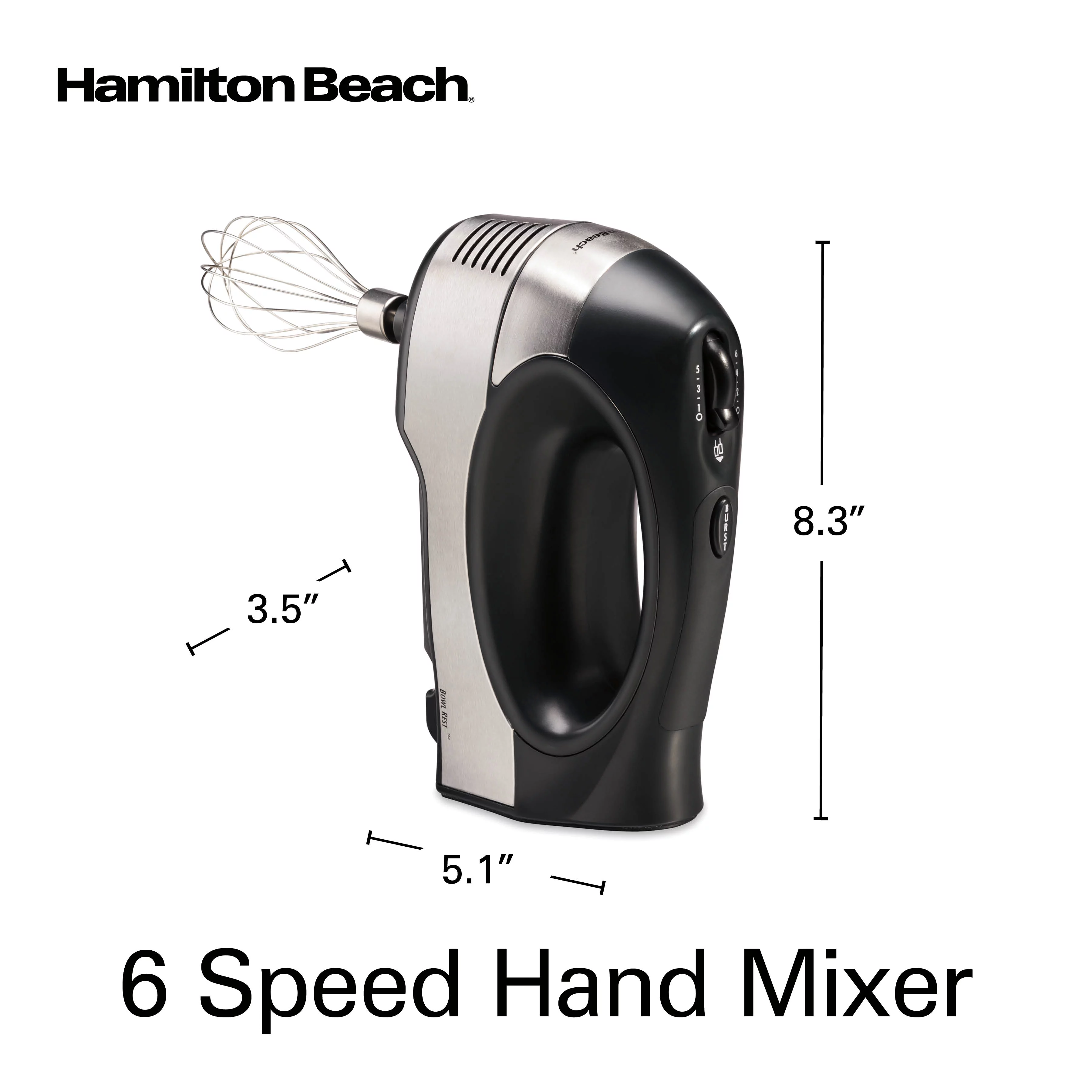 Restored Hamilton Beach Hand Mixer Stainless Steel, 300 Watts, R62649