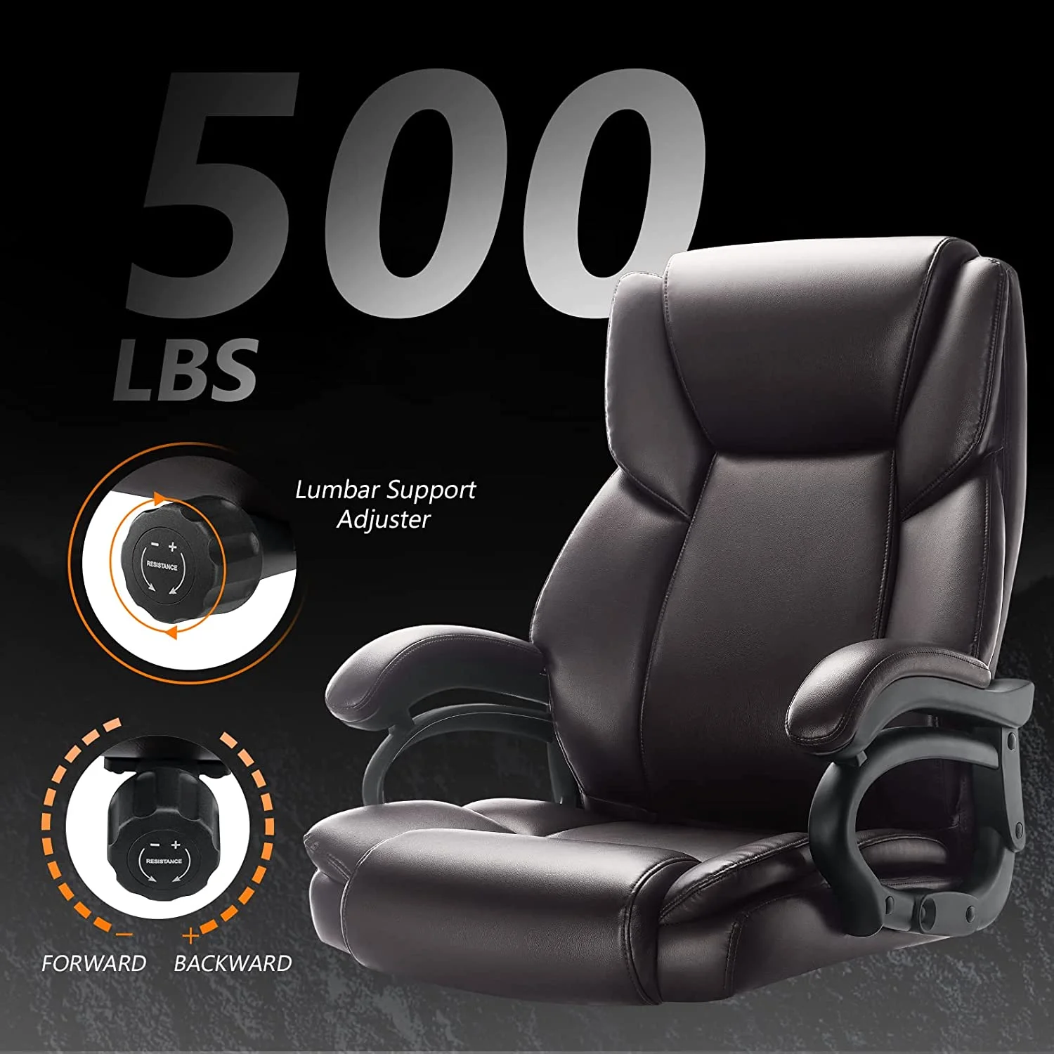 VITESSE Big and Tall 500lb Home Office Chair, Executive Office Chair Desk Chair with High Back,Heavy Duty Task Computer Chair with Tilt Lock Adjustable Swivel Chair with Lumbar Support