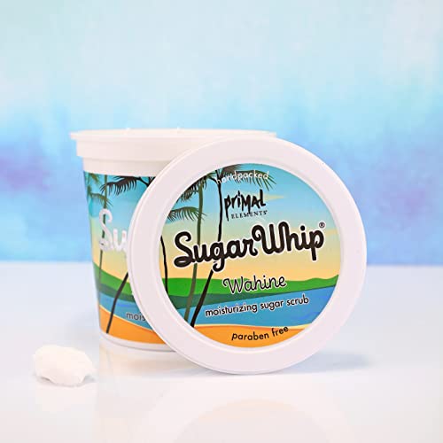 Primal Elements Sugar Scrub, Exfoliating Sugar Whip, Face and Body Cleanser, Moisturizer, Gingerbread, 10 oz Package