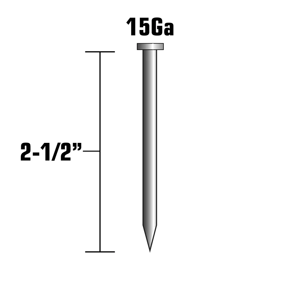 Metabo HPT 2-1/2 in. L X 15 Ga. Angled Strip Electro Galvanized Finish Nails 33 deg 3000 pk
