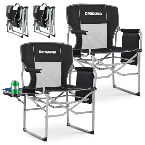 FUNDANGO Camping Director Chair for Adults, Foldable Portable Chair Outdoor Folding for Outside, Backyard, Patio, Lawn, Garden