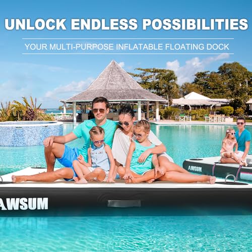 AWSUM Inflatable Floating Dock Air Dock Platform Floating Island Raft with None-Slip Surface for Pool Beach Ocean