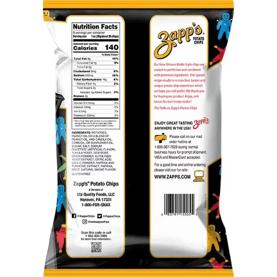 Zapp's New Orleans Kettle Style Voodoo Potato Chips, 3-Pack 8 oz. Party Size Bag