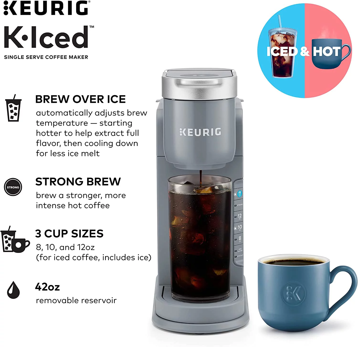 Keurig K-Iced Single Serve Coffee Maker, Gray