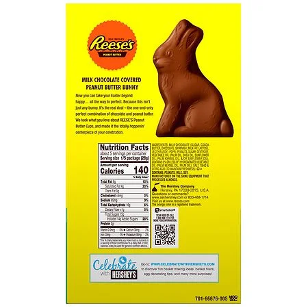 Reese's Peanut Butter Bunny, Easter Candy, Gift Box Milk Chocolate 5.0 oz Pack of 2