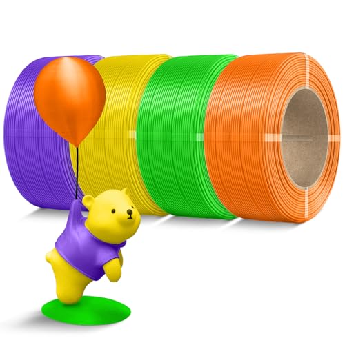 250g PLA Filament 1.75mm Bundle, SUNLU 3D Printer Filament Neatly Wound, Individually Vacuum Packed, 250g Spool, 8 Rolls, White+Red+Orange+Yellow+Green+Blue+Cyan+Purple