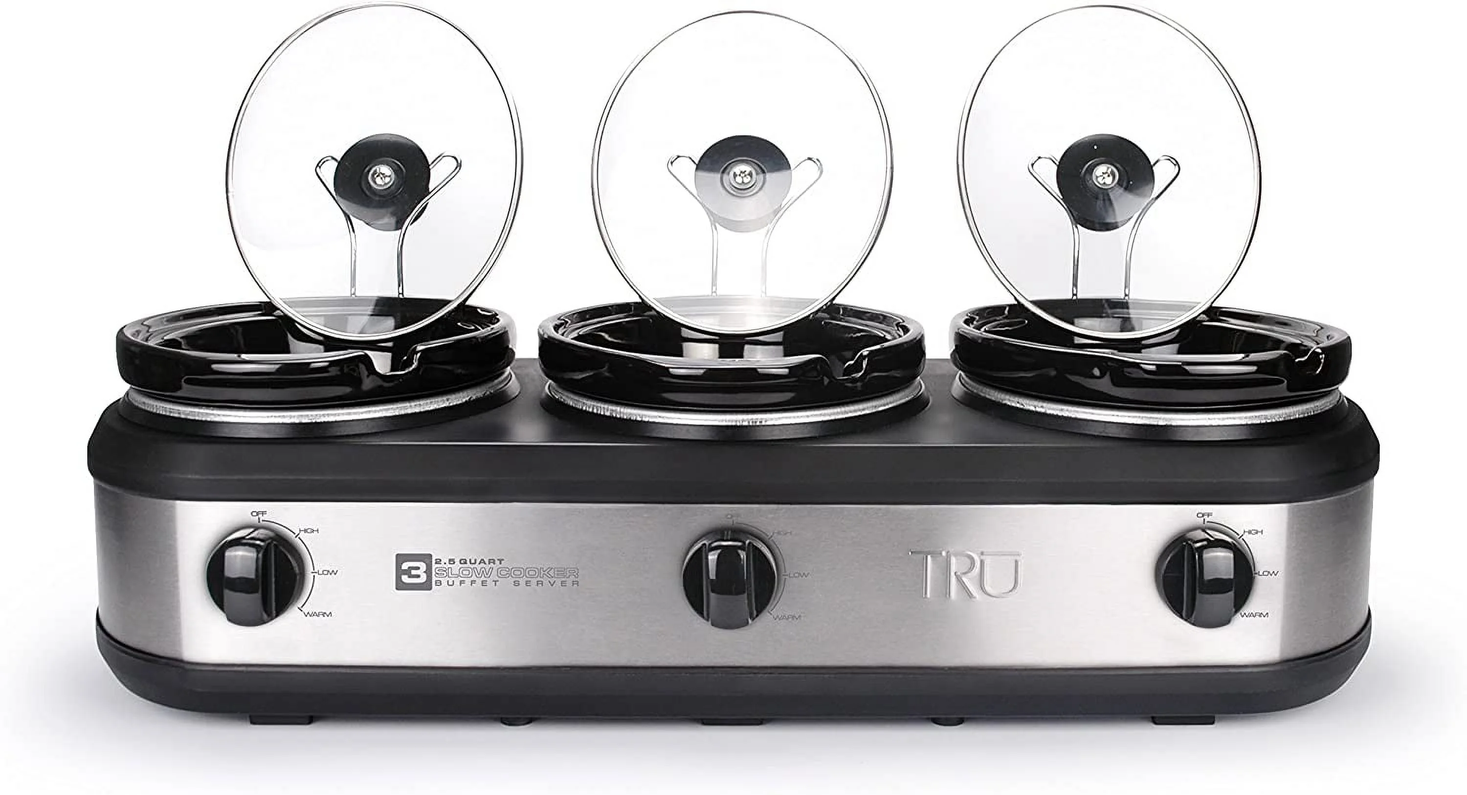 TRU Triple Buffet Server, 3 2-1/2-qt Removable Inserts
