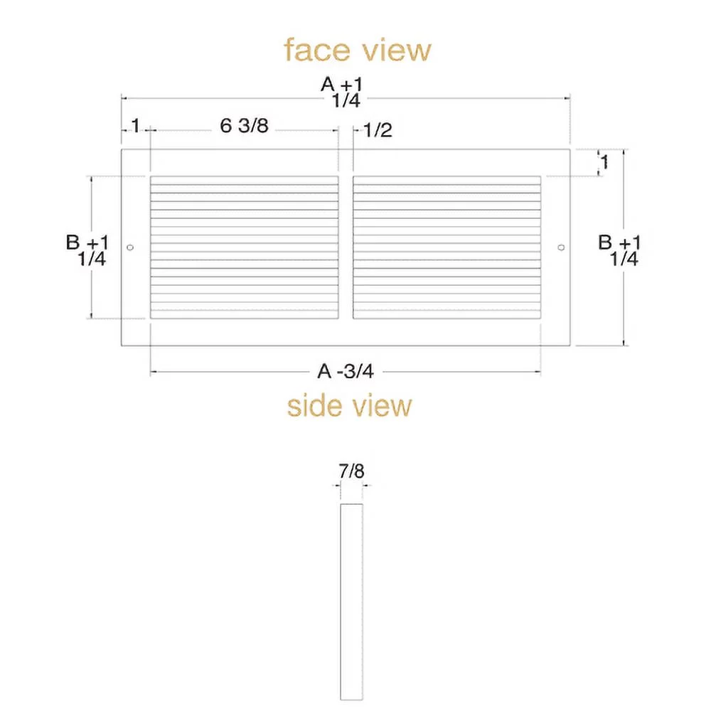 16in x 8in Imperial White Steel Rectangular Baseboard Return Grille - Overall 17 1/4in x 9 1/4in