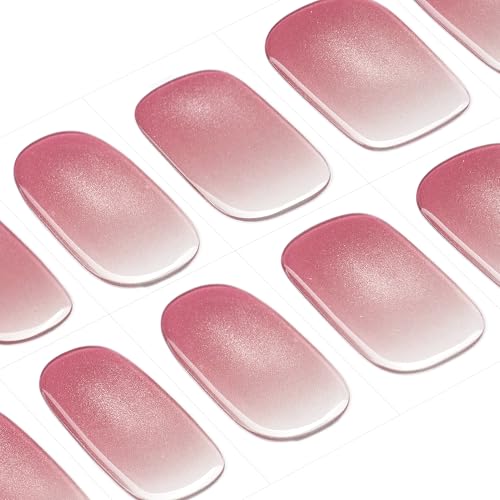 DANNI & TONI Semi Cured Gel Nail Strips Christmas Santa Claus Snowflakes Cat Eye Gel Nail Wraps 28 Stickers | Mistletoe Meow