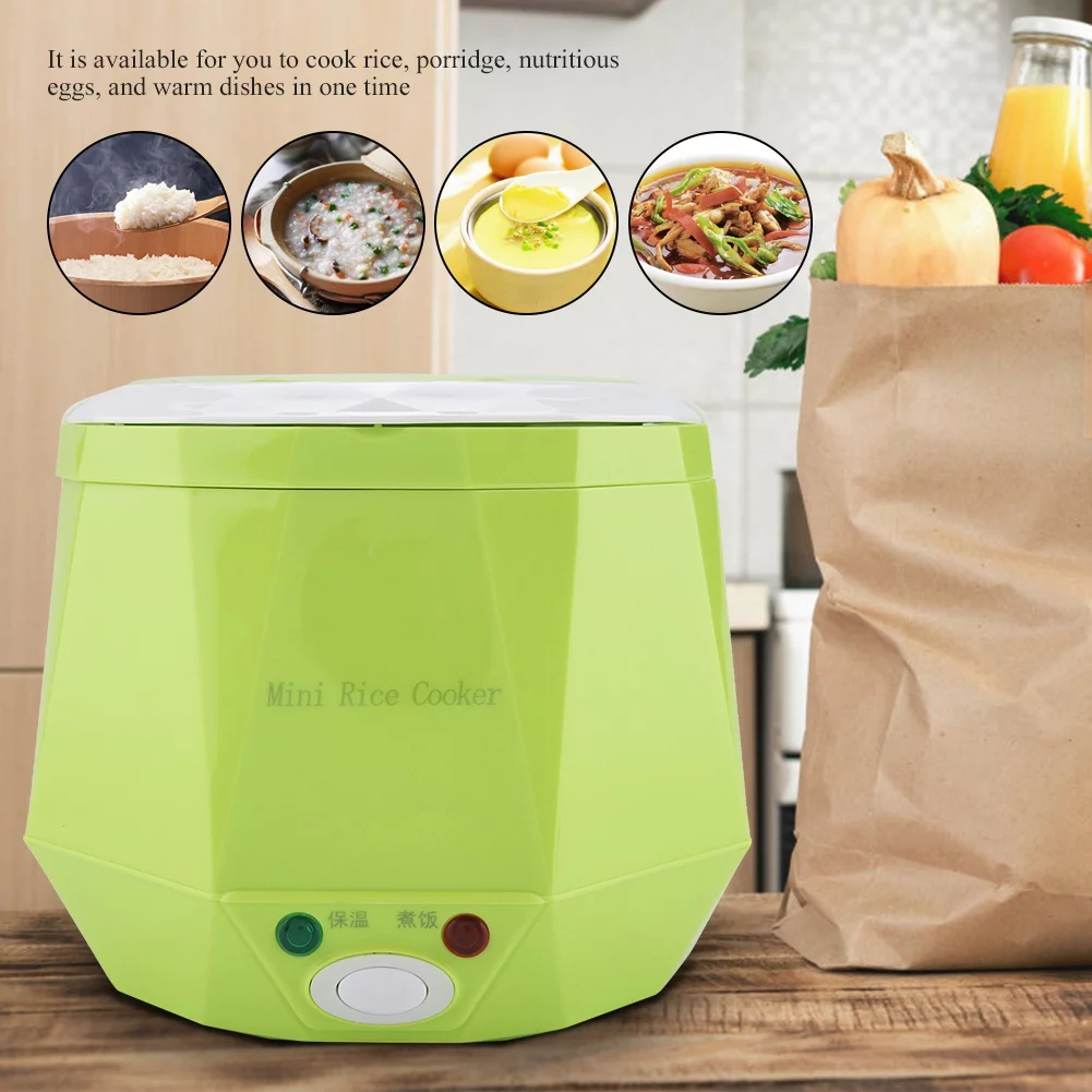 Leylor Electric Rice Cooker-12V 100W 1.3 L Electric Portable Multifunctional Rice Cooker Food Steamer (Green)