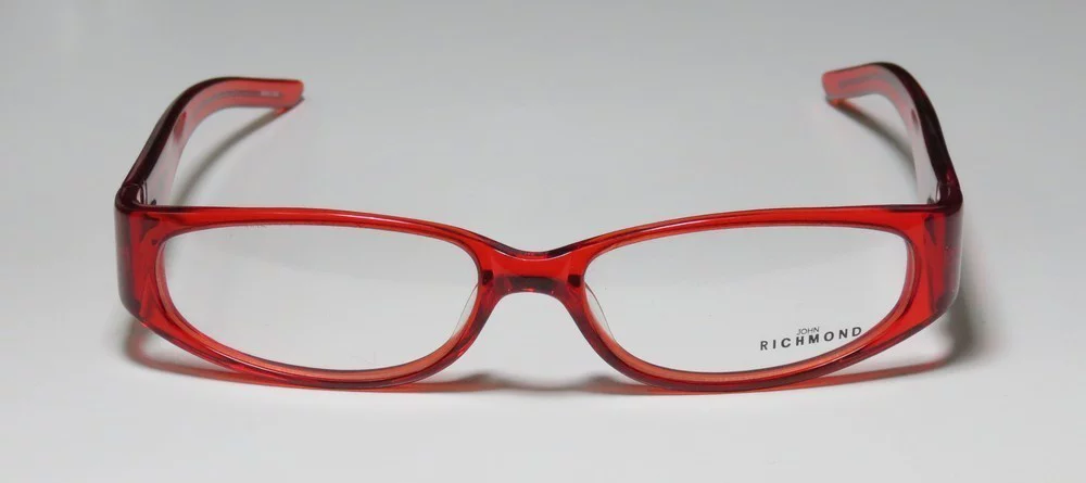 NEW JOHN RICHMOND 00101 WOMENS/LADIES DESIGNER FULL-RIM TRANSPARENT RED MUST HAVE STUNNING HOT FRAME DEMO LENSES 52-15-125 FLEXIBLE HINGES EYEGLASSES/EYEGLASS FRAME