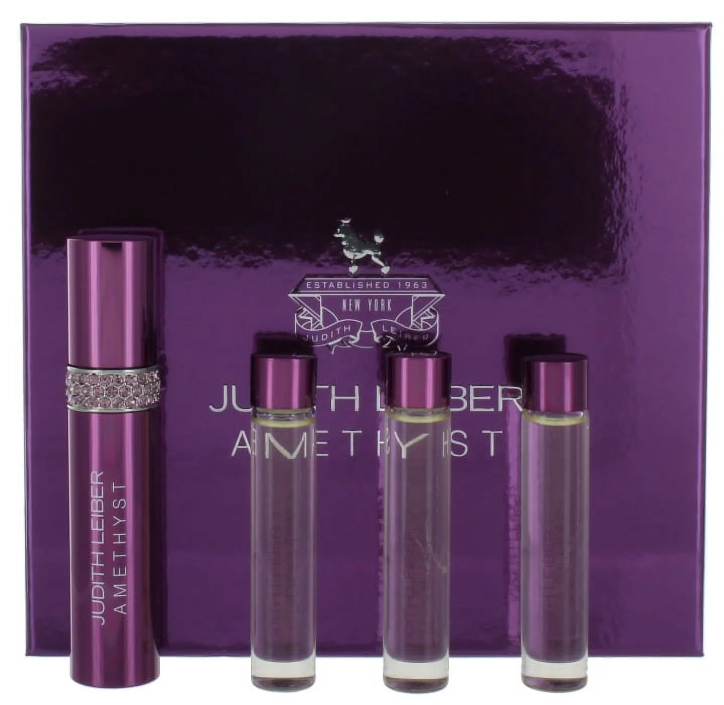 Amethyst by Judith Leiber for Women EDP Coffret: Purse Spray + 3x EDP 0.33oz Refills New in Box