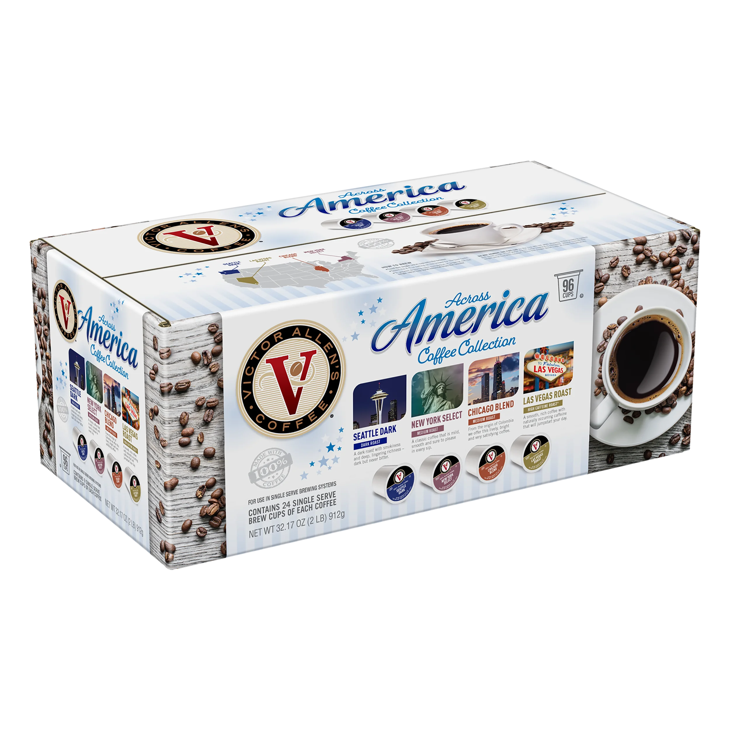 Victor Allen's Coffee Across America Variety Pack, 96 Count, Single Serve Coffee Pods for Keurig K-Cup Brewers