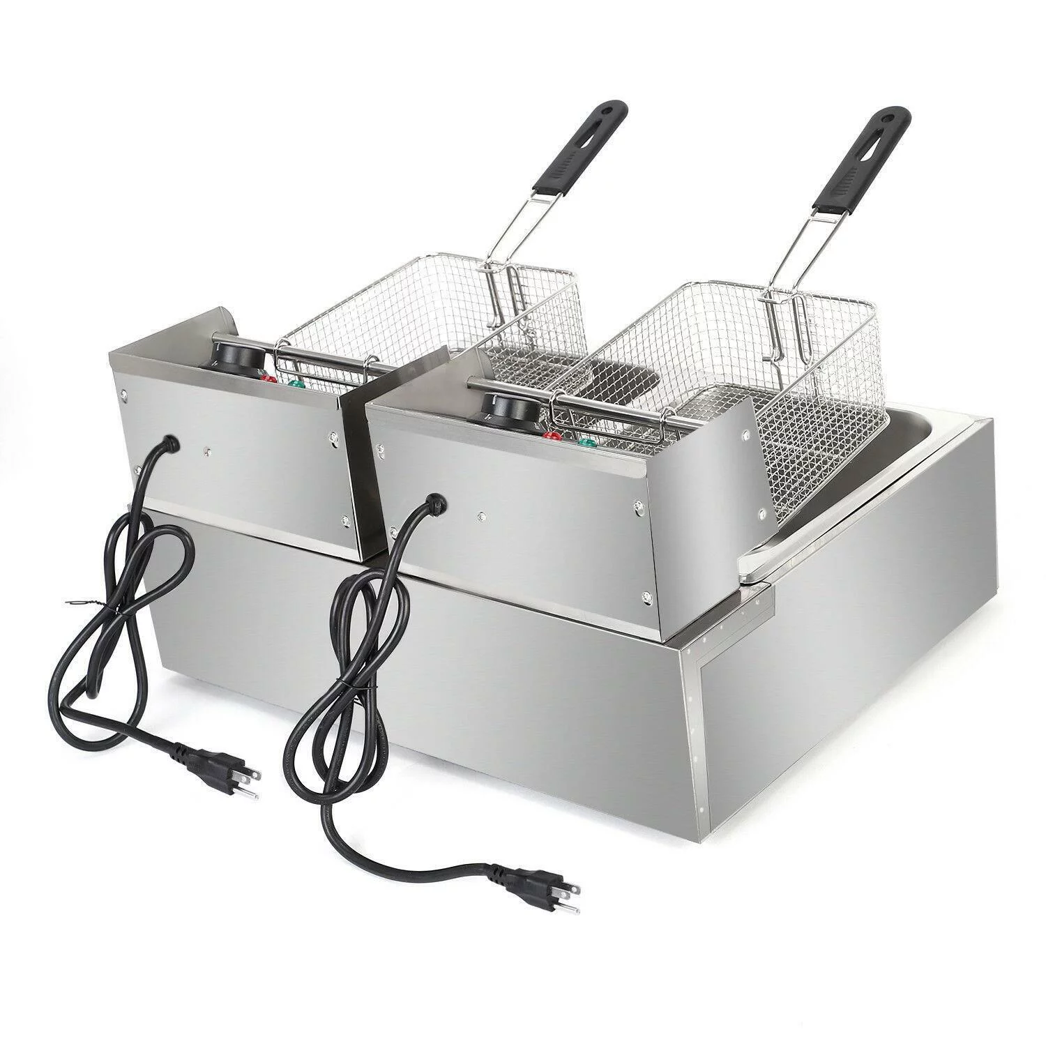 Electric Deep Fryer w/ Stainless Steel Design and 2 Fry Baskets, 5000W, 12L
