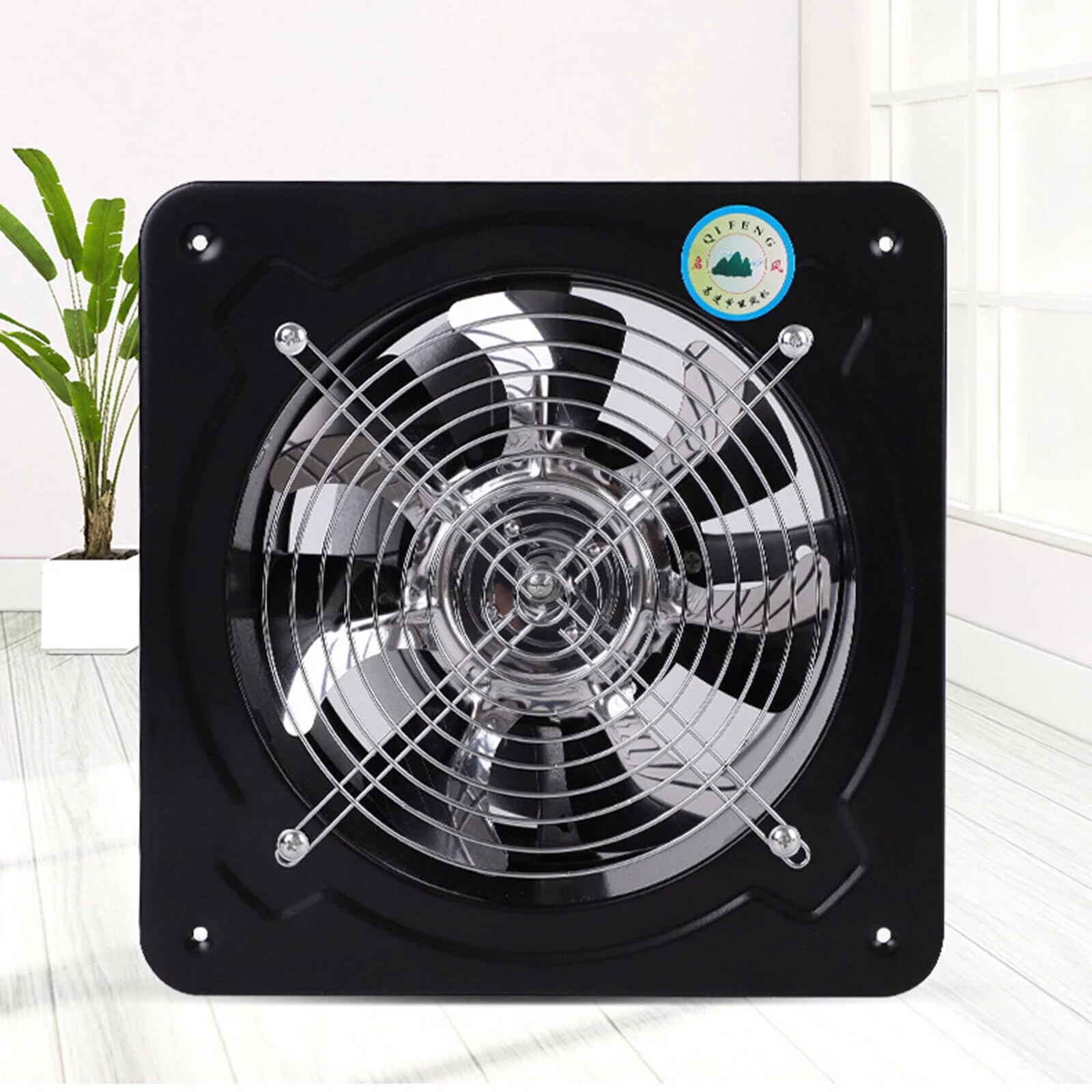 ZhdnBhnos 7 Inch Black Exhaust Fan Kitchen Garage Ventilation Extractor Fan Commercial High Speed Air Blower Flow Fan 2800 RPM