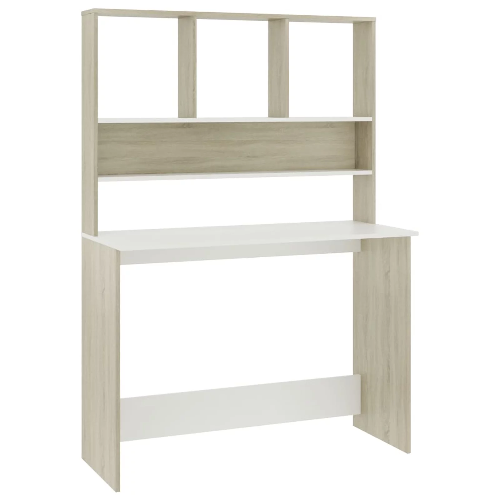 Carevas Desk with Shelves White and Sonoma Oak 43.3