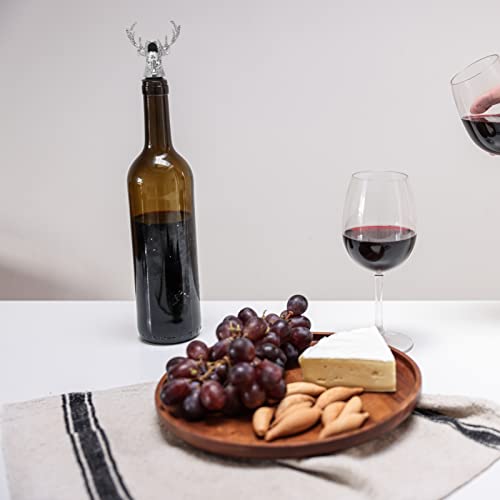Kichvoe Deer Head Wine Pourer with Food Grade Silicone Stopper Zinc Alloy Bottle Pour Spout for Red White Wine Whiskey Bar Accessory