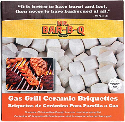 60 Count Ceramic Briquettes, Self Cleaning Ceramic Gas Grill Briquettes, Reduce Flare Ups for Outdoor Food Cooking, BBQ, Camping Essentials, Replacement for Lava Rocks & Charcoal by Mr. Bar-B-Q 06000Y