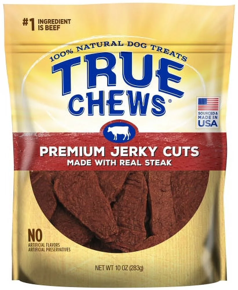 True Chews Premium Jerky Cuts with Real Sirloin Steak Dog Treats, 10 Oz Bag