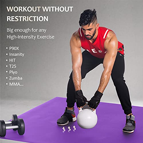 GXMMAT Large Exercise Mat 6'x4'/6'x5'/6'x6'(7mm), Thick Workout Mats for Home Gym Flooring, Extra Wide Non-Slip Durable Cardio Mat, Shoe Friendly, Perfect for Plyo, MMA, Jump Rope, Weights, Fitness