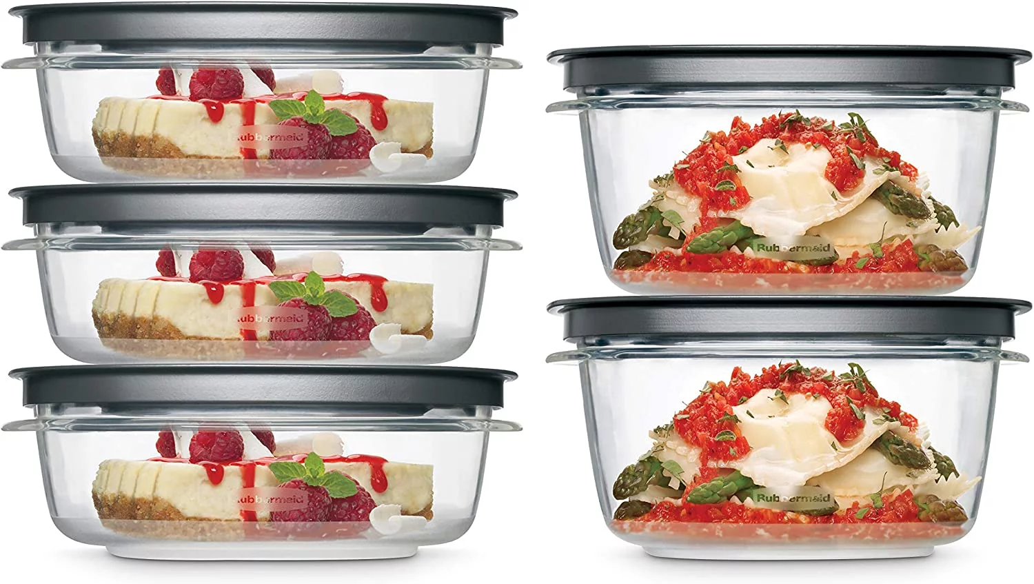 Rubbermaid Premier Tritan Variety Set of 5 Food Storage Containers, Clear Meal Prep