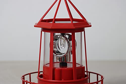 Lighthouse Outdoor Decor Lamp, Solar Lighthouse with Rotating Beacon, Waterproof LED Powered Hanging Lighting Lantern for Garden Courtyard Lawn Patio Fence Decoration Home Tower Statue Pathway (Black)